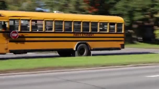 Ottawa Canadá Octubre 2021 Autobús Escolar Carretera Ottawa Canadá — Vídeos de Stock
