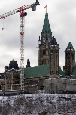 Ottawa, Canada - January 23, 2023: Parliament building under renovation