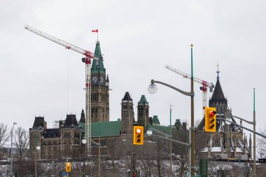 Ottawa, Canada - January 23, 2023: Parliament building under renovation