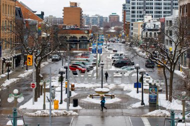 Ottawa, Canada - January 23, 2023: City view with Ottawa sign in York street near Byward market