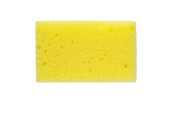 白い背景に隔離された皿を洗うための黄色のキッチンスポンジ — ストック写真