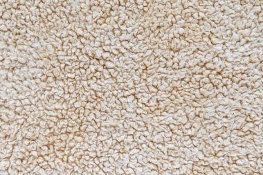 Pofuduk kumaşın bej yumuşak arkaplanı. Sıcak kış atışları