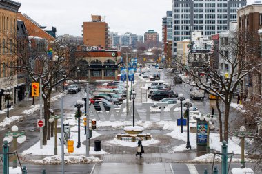 Ottawa, Canada - January 23, 2023: City view with Ottawa sign in York street near Byward market