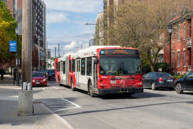 Ottawa, Kanada - 11 Mayıs 2024: Yoldaki halk otobüsü, OC Transpo