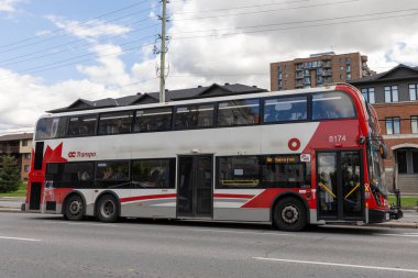 Ottawa, Canada - September 24, 2024: Double decker bus on the road, public transportation in Ottawa clipart