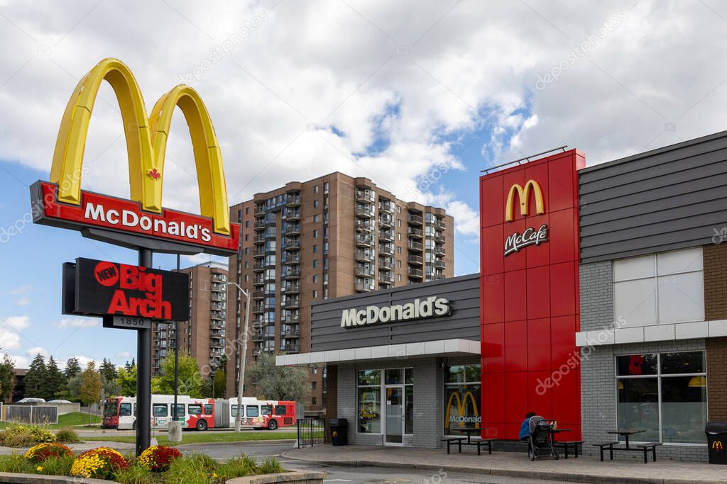 Ottawa, Canada - September 24, 2024: McDonald's fast food restaurant building