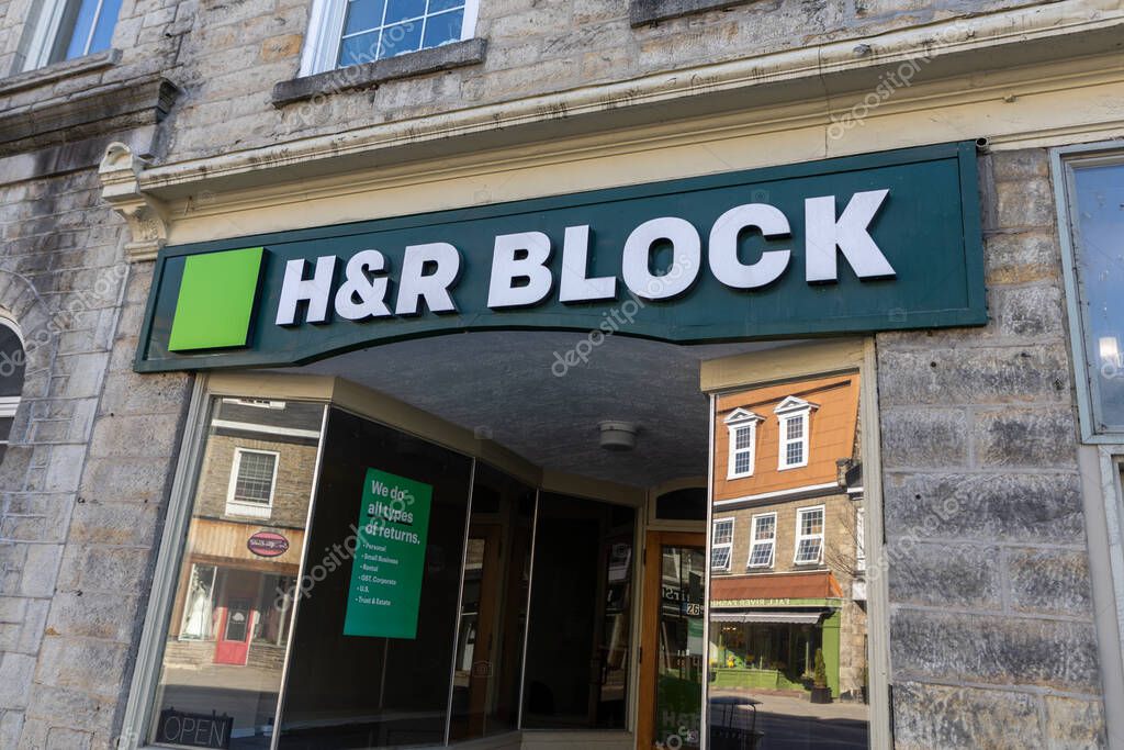 Perth, Canada -April 27, 2025: HR Block tax preparation company