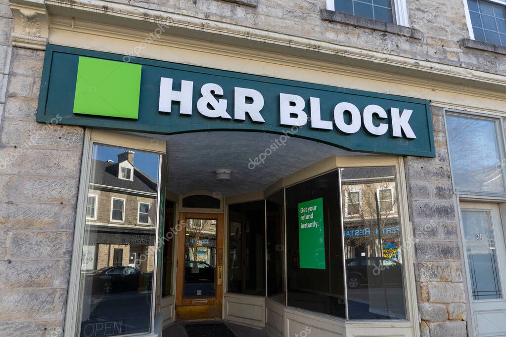 Perth, Canada -April 27, 2025: HR Block tax preparation company