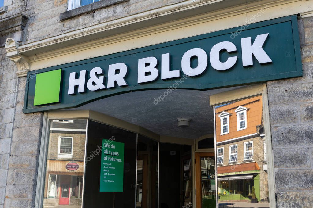 Perth, Canada -April 27, 2025: HR Block tax preparation company