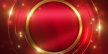 Altın çizgili eğimli, podyum arka planlı 3d kırmızı lüks, metalik malzeme