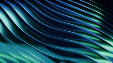 3d Soyut geometrik çizgili dalgalı mavi arkaplan, krom malzeme