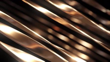 Dinamik ışık yansımalarıyla parlayan altın metalik çizgilerin yakın plan görüntüsü lüks ve fütüristik bir tasarım yaratıyor..