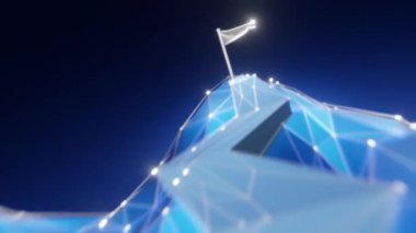 Başarı konsepti, kamera dağın en yüksek noktasından geri gider, ta ki geometrik tarzda Gol kelimesine rastlayana kadar..