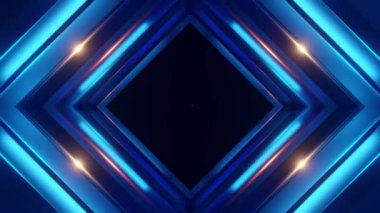 Fütürist ve gizemli bir atmosferi aktaran parlak neon mavisi ve kırmızı kenarlı, soyut bir görüntü..