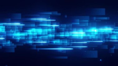 Modern teknoloji ve siber temalı tasarımlar için ideal dijital mavi ışık efektlerine sahip fütürist soyut arkaplan.