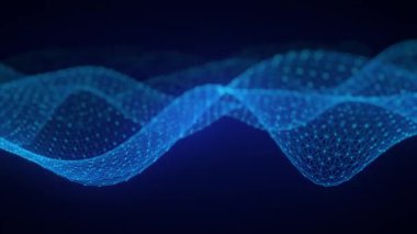 Soyut dijital mavi dalgalar, teknoloji ve bilim kavramları için uygun, dinamik bir ağ deseni oluşturur.
