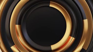 Lüks siyah ve altın eşmerkezli daireler içeren soyut tasarım, zarafet, sofistike ve kaliteli markalaşma için ideal..