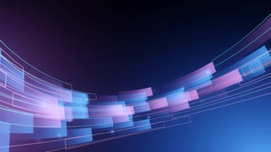 Dinamik soyut bir arkaplan, geometrik şekiller ve eğimli ışık efektleri, fütürist ve modern bir görünüm yaratıyor..