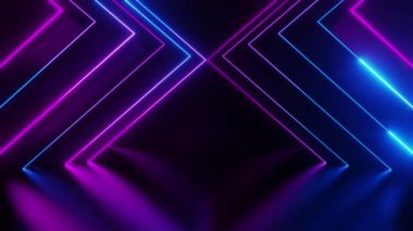 Pembe neon üçgen çizgili arkaplan, ışık süpürme animasyonu, döngülü, 4k çözünürlüklü.