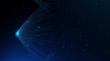 Büyük veri teknolojisi - veri akışı konsepti - yapay zeka için nöral ağ animasyonu - sonsuz döngü - 3d oluşturma