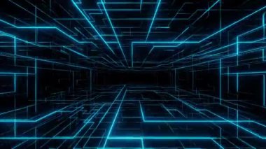 Soyut dijital çizgi fütüristik arka plan, çizgi süpürme ışığı parlıyor, kamera ileri doğru hareket ediyor. döngülenmiş