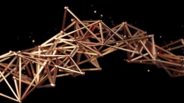 Siyah bir zemin üzerinde dinamik bir altın ağ yapısı barındıran lüks ve soyut bir arkaplan..