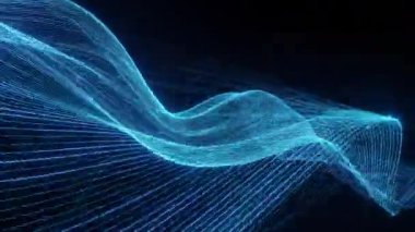 Soyut hız çizgisi İnternet arkaplanı, dalga animasyonu, mavi renk, ağ hattı ana hattı, döngülü