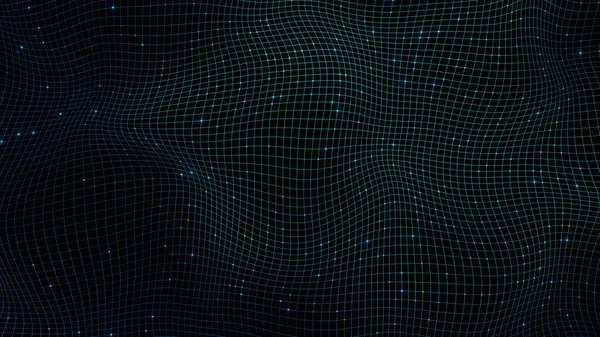 Şebeke fütüristik arka planı, dalga animasyonu, nokta parlayan dijital, teknoloji arka planı