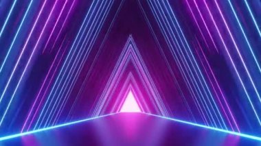 Soyut üçgen tünel neon ışıltısı, döngülü, 4k çözünürlük