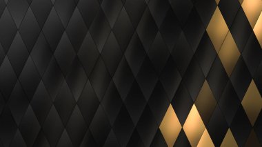 Siyah ve altın soyut elmas şekilli arka plan. lüks 3d geometrik desen.