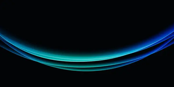 Soyut arkaplan özellikleri üst üste binen, parlayan mavi ve gök mavisi kıvrımlı çizgiler veya siyah üzerinde daireler, modern, dijital veya geleceksel bir tasarım oluşturur.