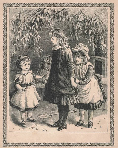 Antik Illustration Barnen Vintage Illustration Barnen Gammal Bild Storybook Illustration — Stockfoto