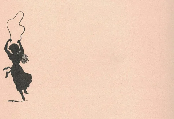 Ασπρόμαυρη Απεικόνιση Αντίκα Δείχνει Ένα Κορίτσι Άλμα Πάνω Από Ένα — Φωτογραφία Αρχείου