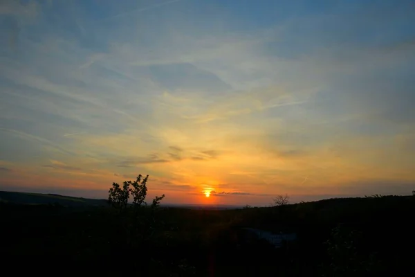 Beautiful Summer Sunset Landscape Twilight Moravian Countryside — Stock Photo, Image