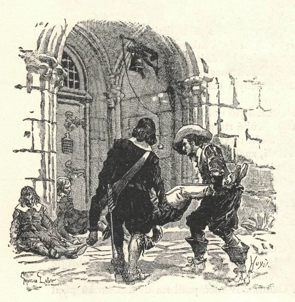 Tre Gånger Mer Artagnan Athos Aramis Och Porthos Illustration Från — Stockfoto