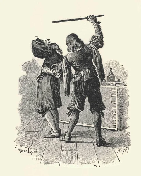 Three Musketeers Artagnan Athos Aramis Porthos Illustration Late 19Th Century — Stock Photo, Image