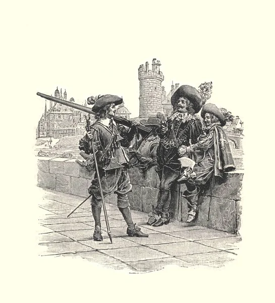 Trois Mousquetaires Artagnan Athos Aramis Porthos Illustration Tirée Une Édition — Photo