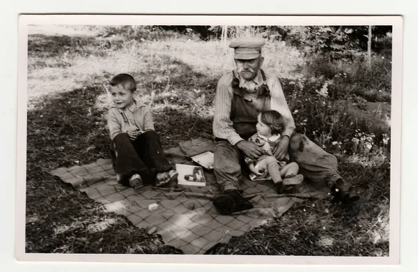 Hodonin Czechoslovak Republic Circa 1941 Vintage Photo Shows Small Children — стоковое фото