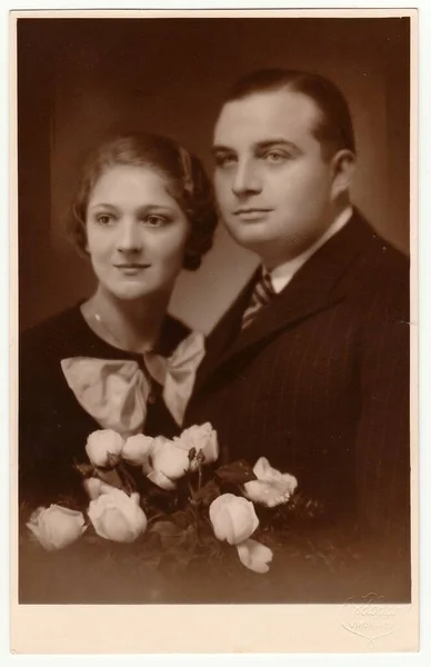 Prague République Tchécoslovaque Novembre 1934 Une Photo Vintage Montre Couple — Photo