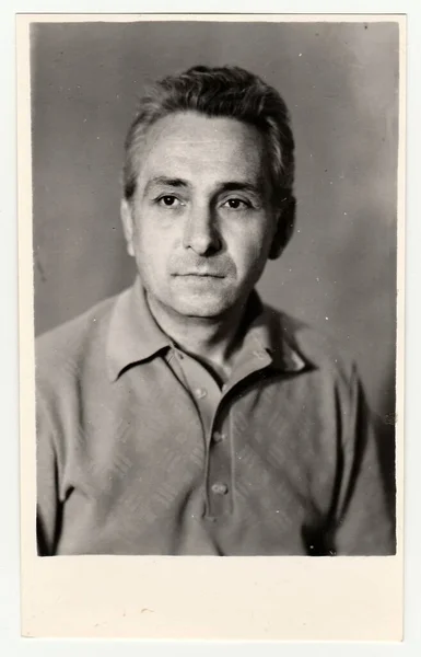 Sovjet Unie Jaren 1980 Vintage Portretfoto Toont Een Volwassen Man — Stockfoto