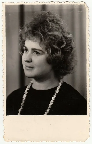 Sovjet Unie Jaren 1980 Vintage Portret Van Een Jonge Vrouw — Stockfoto
