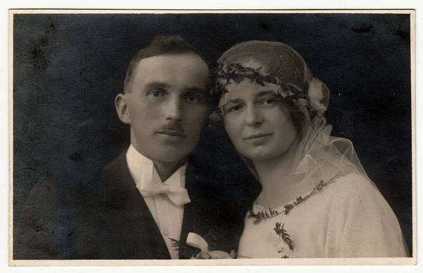 República Checoslovak Circa 1940 Foto Vintage Recién Casados — Foto de Stock