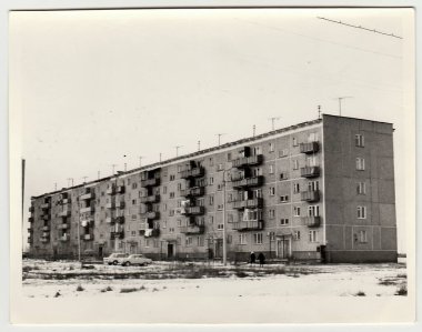 SSCB - 1980'lerde yaklaşık: Vintage fotoğraf gösterileri blok daireler, SSCB.