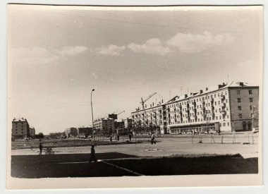 SSCB - 1980'lerde yaklaşık: Vintage fotoğraf gösterileri blok daireler, SSCB.