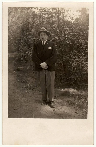 Prerov Czechoslovak Republic September 1928 Vintage Photo Shows Young Man — Stock Photo, Image