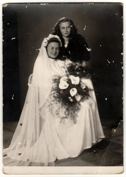 Czechoslovak Socialist Republic Circa 1960 Винтажное Фото Показывает Невесту Своей — стоковое фото
