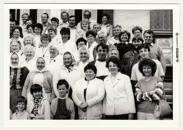 Czechoslovak Socialist Republic Circa 1980S Vintage Photo Shows Group People — Stock Photo, Image
