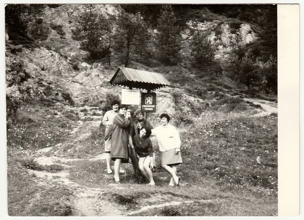 チェコスロバキア社会主義共和国 1960 年代頃 ヴィンテージ写真ショー バカンス女性のグループ — ストック写真