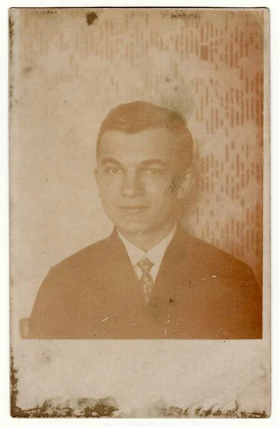 Цеккословак Республік Цірка 1930 Фотографія Вінтажу Показує Чоловіка Портрет Ретро — стокове фото