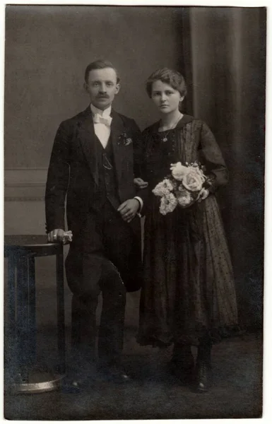 Ricanie République Tchécoslovaque 1930 Une Photo Vintage Montre Couple Dans — Photo